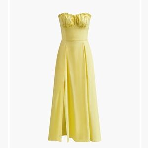 Commense Strapless Yellow Ruffled Bust Maxi Dress